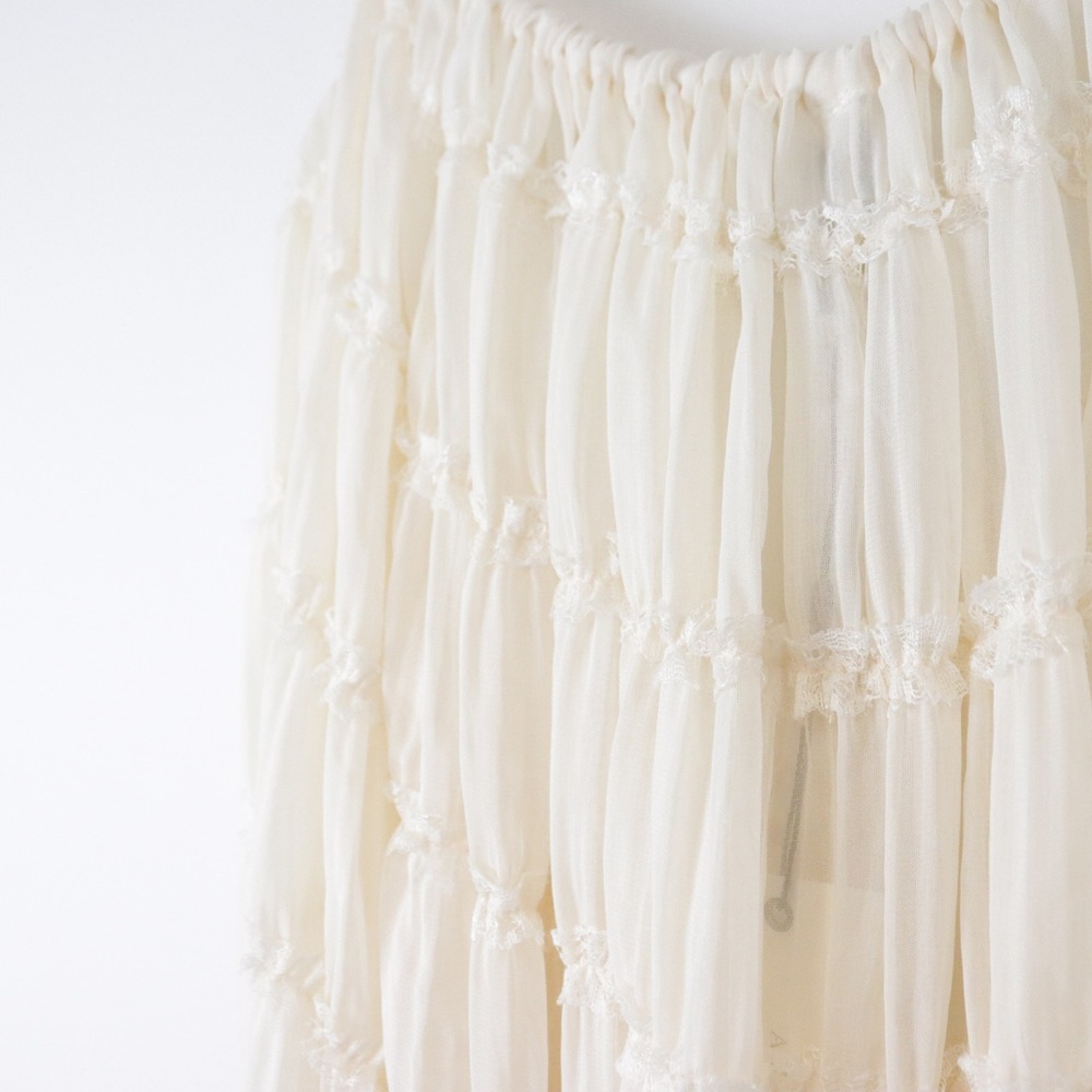 NWT Arcina Ori Juliette Skirt Cream Medium Maxi Tiered - Picture 4 of 10